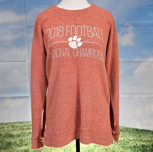 PRESSBOX | CLEMSON TIGERS TEXTURED KNIT TERRY CREW NECK PULLOVER SWEATER - Picture 3 of 16